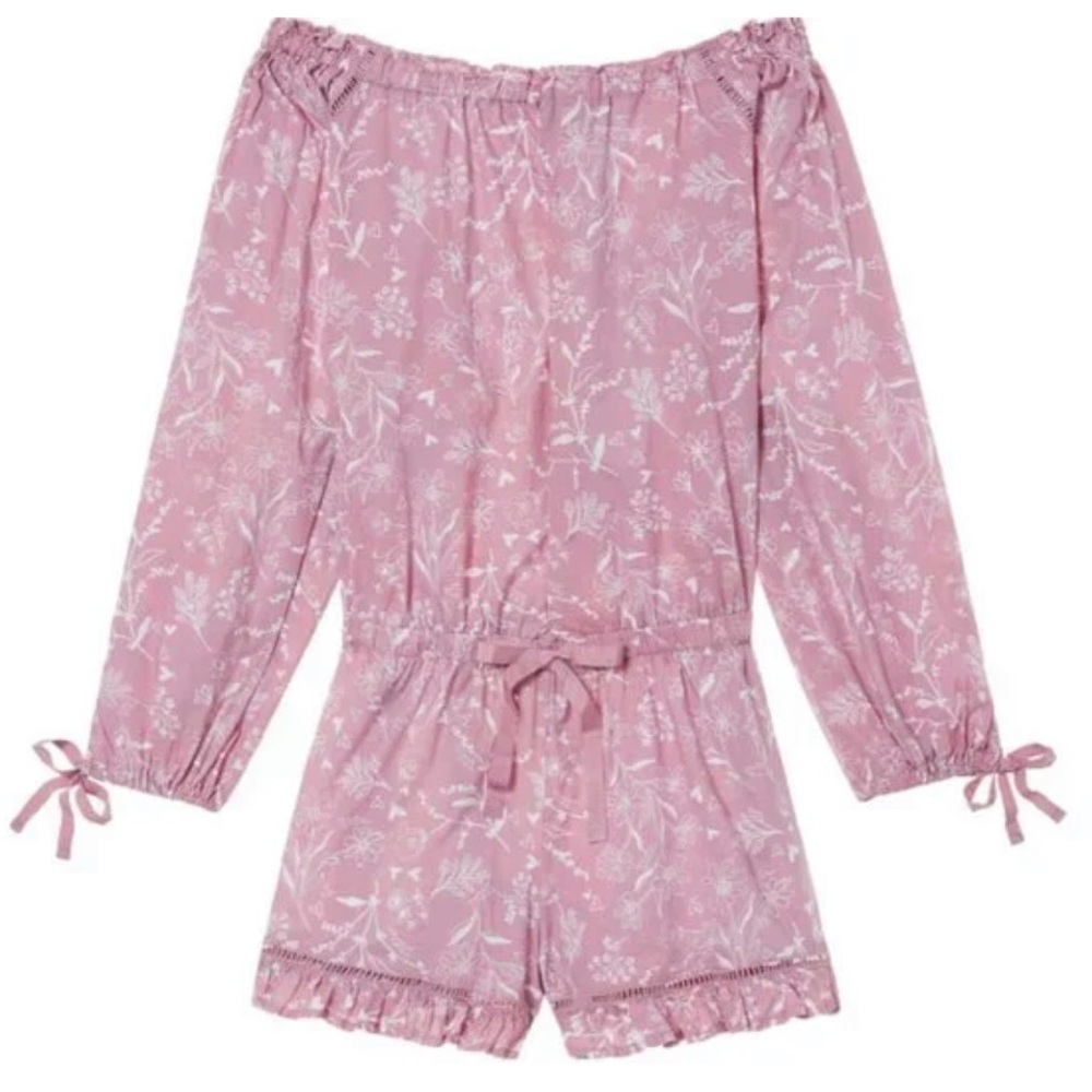 New Victoria’s Secret Lightweight Off The Shoulder Romper lilac floral Medium - Picture 2 of 12